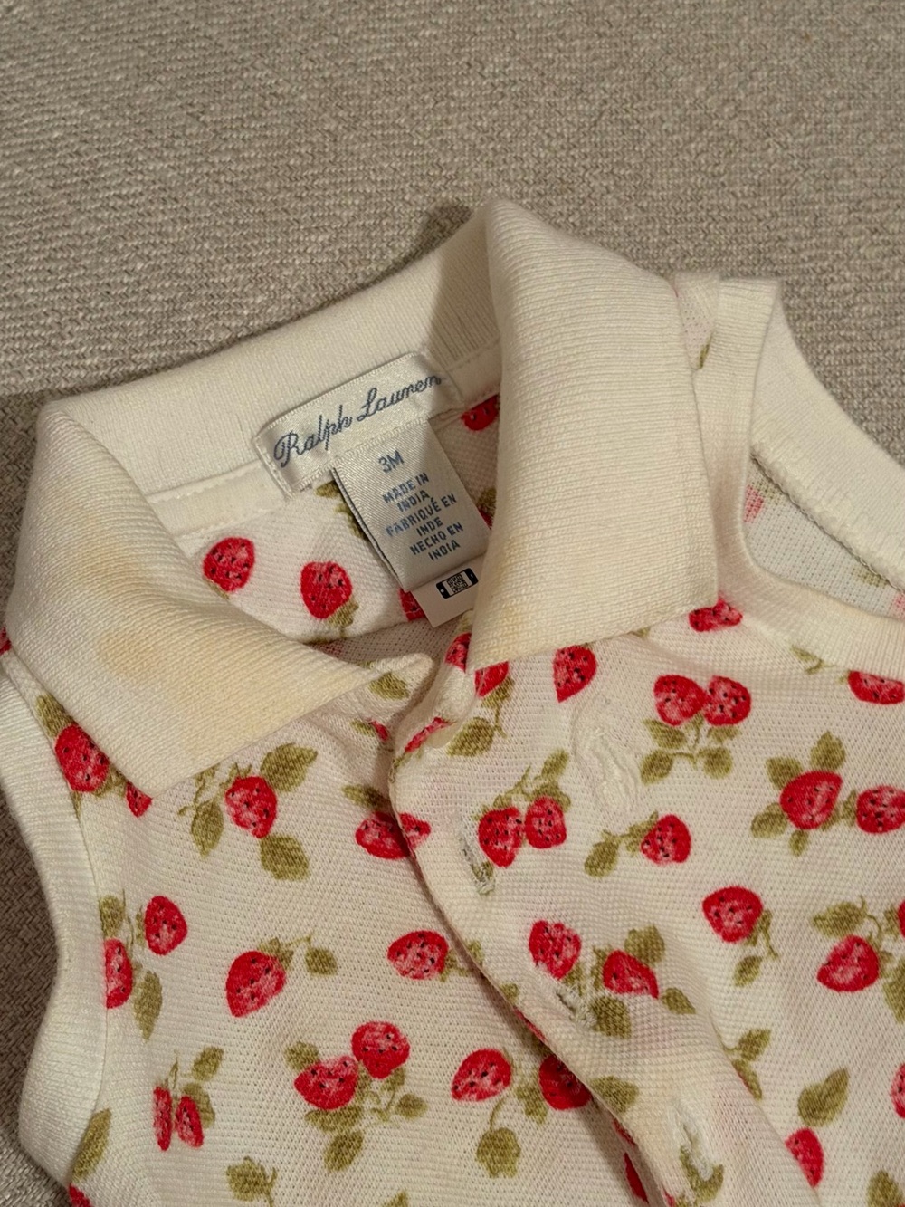 Ralph Lauren Cream Polo with Red Strawberry Print